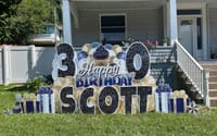 Black, Blue, Gold, and White Birthday Themed Yardsign